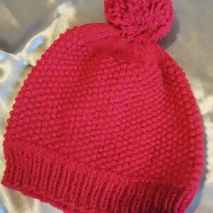 red seed stitch knit beanie